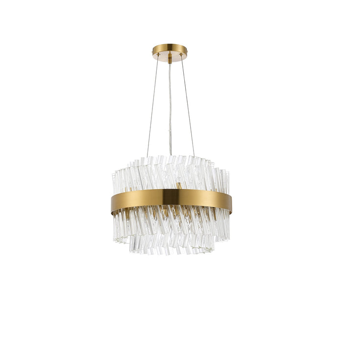 Nelson Lighting NL9498BR/CL9 Kaffer 10 Light Round Pendant Brass Clear