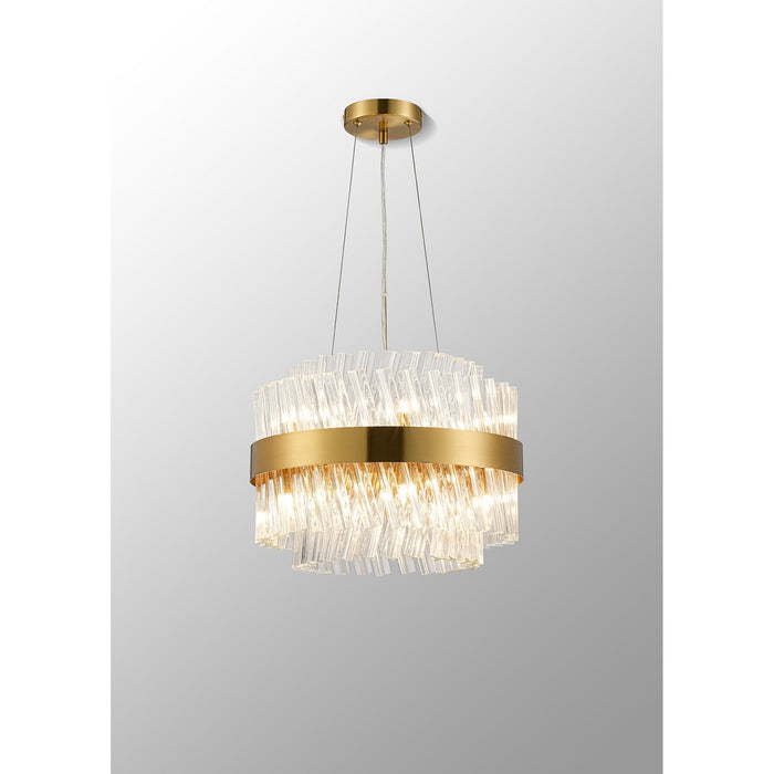 Nelson Lighting NL9498BR/CL9 Kaffer 10 Light Round Pendant Brass Clear