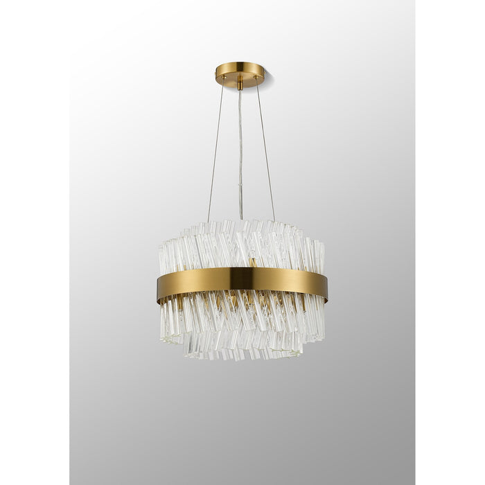 Nelson Lighting NL9498BR/CL9 Kaffer 10 Light Round Pendant Brass Clear