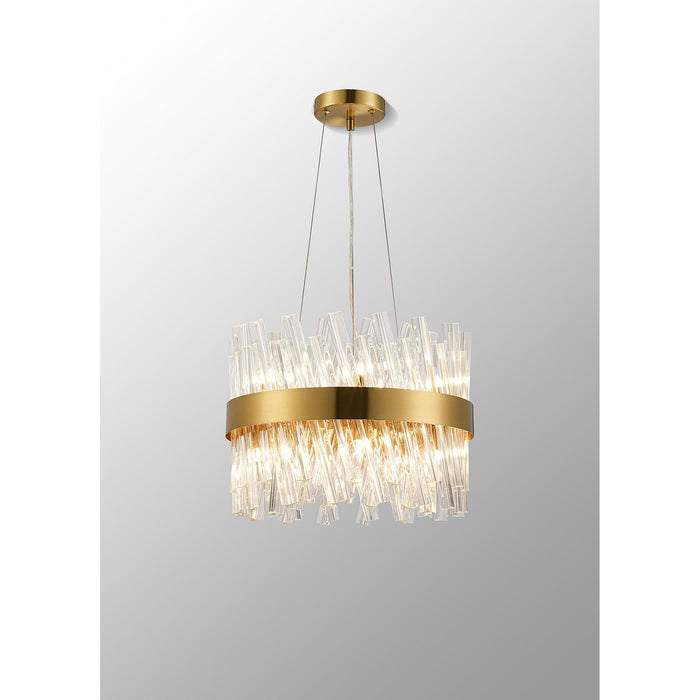 Nelson Lighting NL9498BR/CL9 Kaffer 10 Light Round Pendant Brass Clear