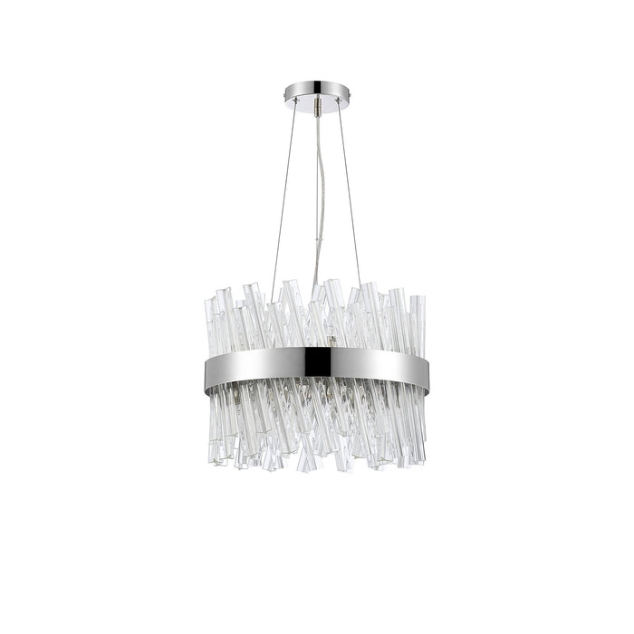 Nelson Lighting NL9498PN/CL9 Kaffer 10 Light Round Pendant Polished Nickel Clear