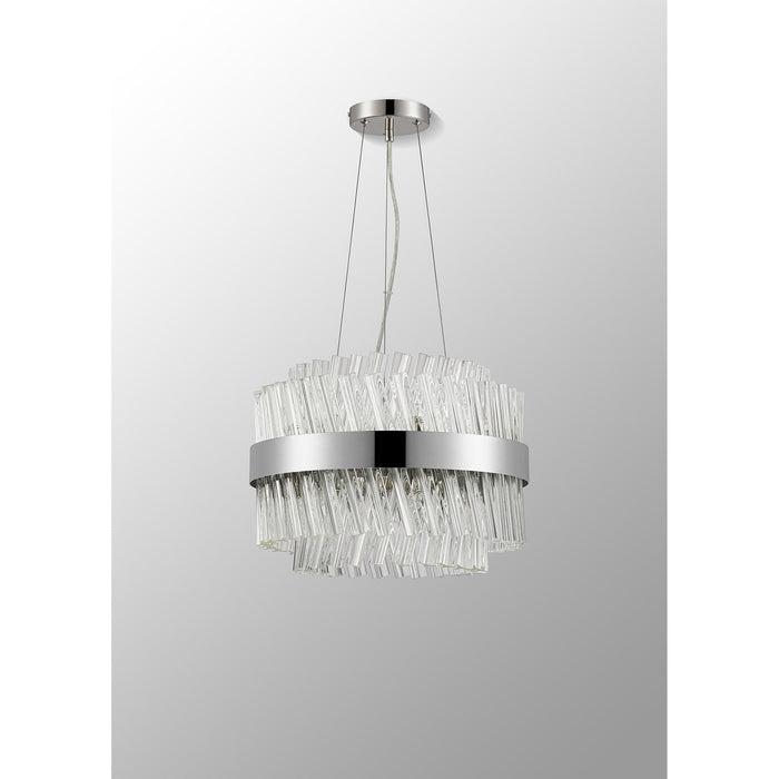 Nelson Lighting NL9498PN/CL9 Kaffer 10 Light Round Pendant Polished Nickel Clear