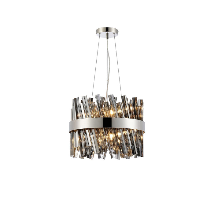 Nelson Lighting NL9498PN/SM9 Kaffer 10 Light Round Pendant Polished Nickel Smoke