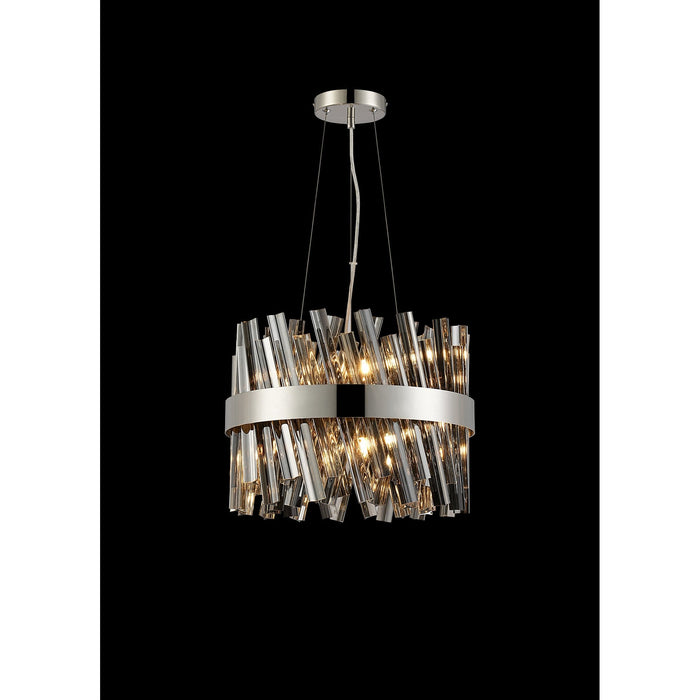 Nelson Lighting NL9498PN/SM9 Kaffer 10 Light Round Pendant Polished Nickel Smoke