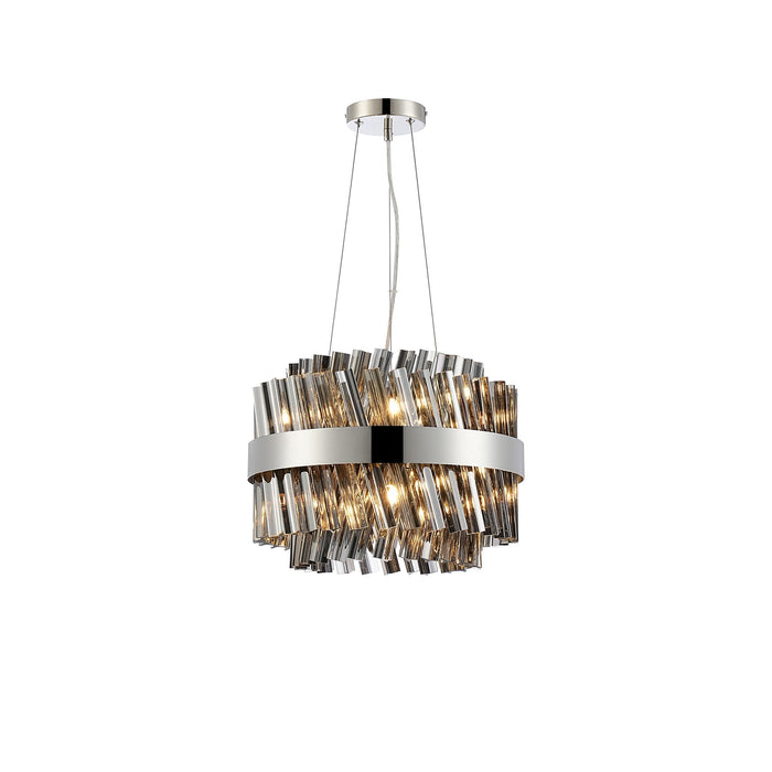 Nelson Lighting NL9498PN/SM9 Kaffer 10 Light Round Pendant Polished Nickel Smoke