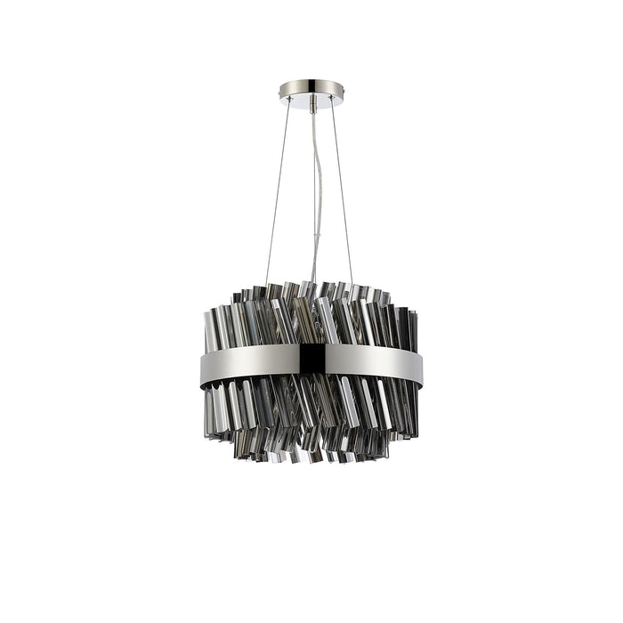 Nelson Lighting NL9498PN/SM9 Kaffer 10 Light Round Pendant Polished Nickel Smoke