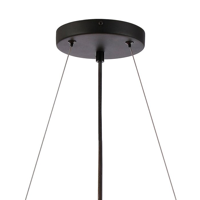 Nelson Lighting NL9500BL/AM9 Kaffer 18 Light Round Pendant Satin Black Amber