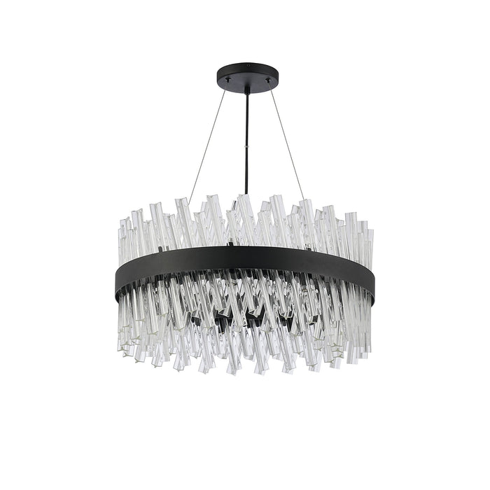 Nelson Lighting NL9500BL/CL9 Kaffer 18 Light Round Pendant Satin Black Clear