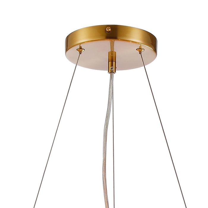 Nelson Lighting NL9500BR/AM9 Kaffer 18 Light Round Pendant Brass Amber