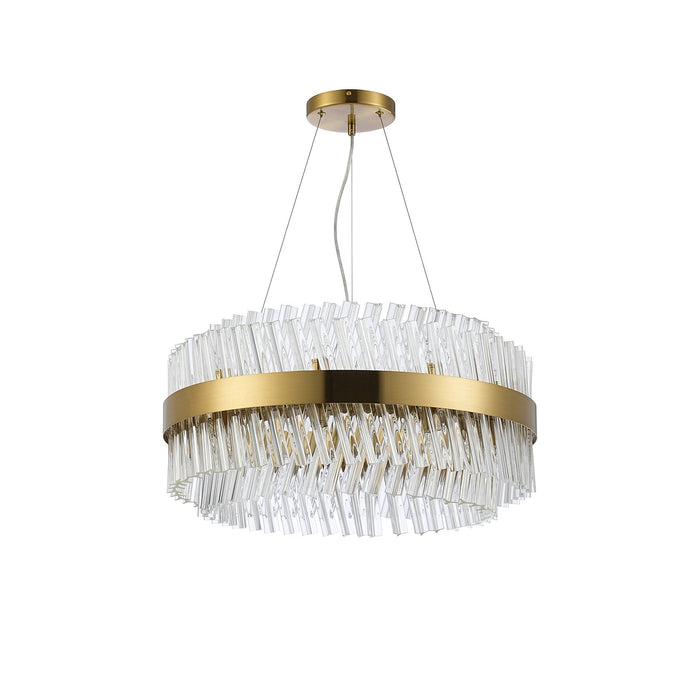 Nelson Lighting NL9500BR/CL9 Kaffer 18 Light Round Pendant Brass Clear