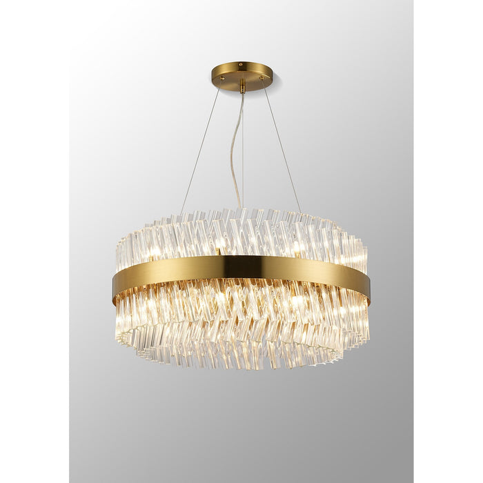 Nelson Lighting NL9500BR/CL9 Kaffer 18 Light Round Pendant Brass Clear