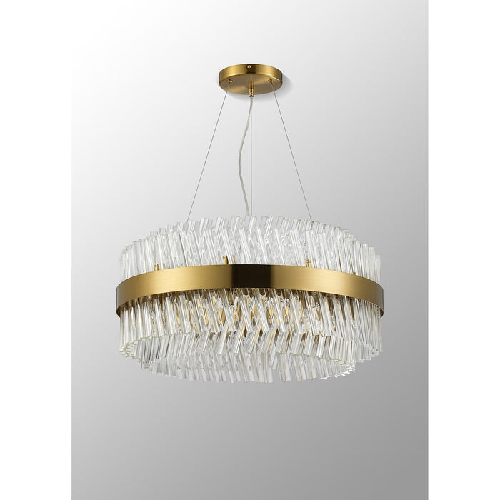 Nelson Lighting NL9500BR/CL9 Kaffer 18 Light Round Pendant Brass Clear