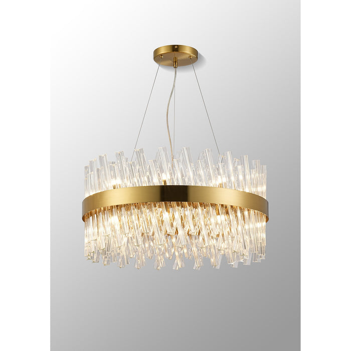 Nelson Lighting NL9500BR/CL9 Kaffer 18 Light Round Pendant Brass Clear