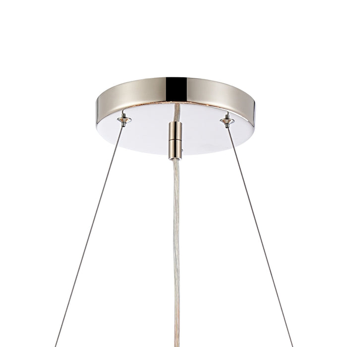 Nelson Lighting NL9500PN/AM9 Kaffer 18 Light Round Pendant Polished Nickel Amber