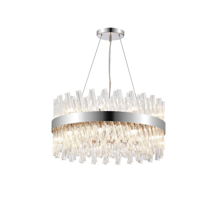 Nelson Lighting NL9500PN/CL9 Kaffer 18 Light Round Pendant Polished Nickel Clear