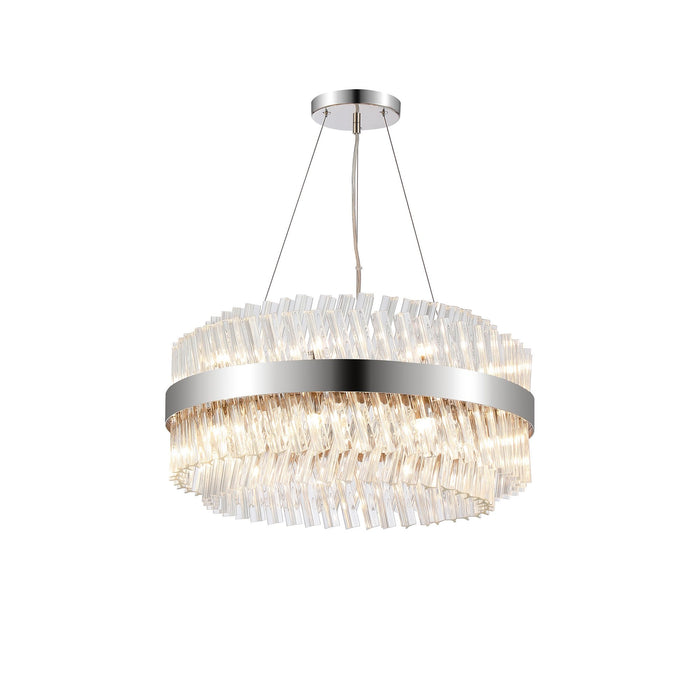 Nelson Lighting NL9500PN/CL9 Kaffer 18 Light Round Pendant Polished Nickel Clear