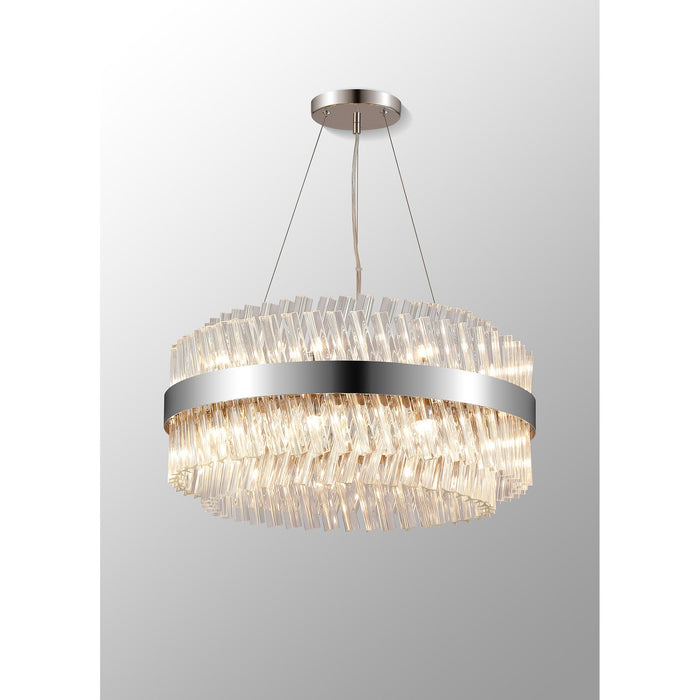 Nelson Lighting NL9500PN/CL9 Kaffer 18 Light Round Pendant Polished Nickel Clear