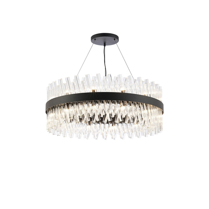 Nelson Lighting NL9502BL/CL9 Kaffer 24 Light Round Pendant Satin Black Clear