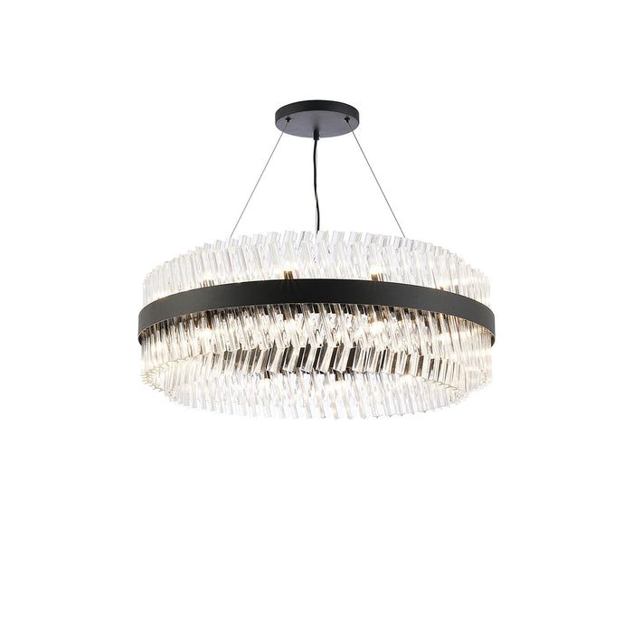 Nelson Lighting NL9502BL/CL9 Kaffer 24 Light Round Pendant Satin Black Clear