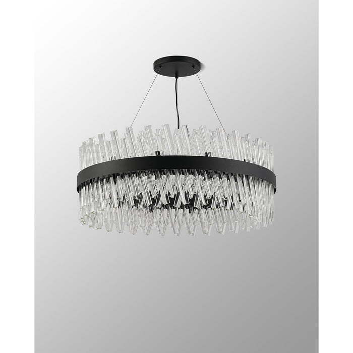 Nelson Lighting NL9502BL/CL9 Kaffer 24 Light Round Pendant Satin Black Clear