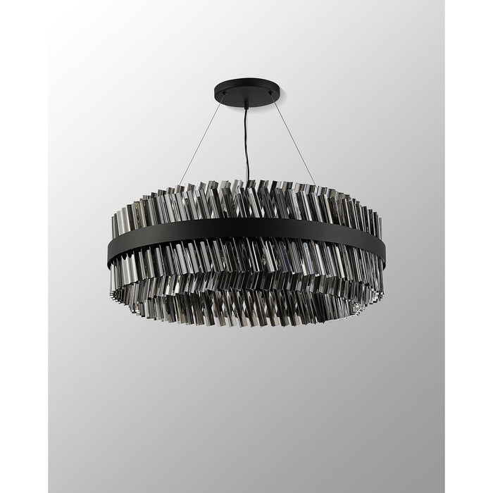 Nelson Lighting NL9502BL/SM9 Kaffer 24 Light Round Pendant Satin Black Smoke