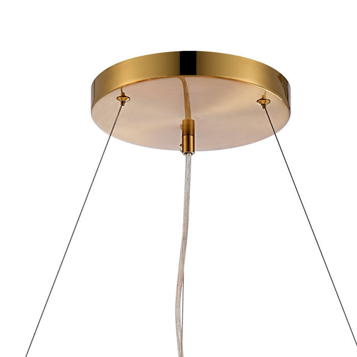 Nelson Lighting NL9502BR/AM9 Kaffer 24 Light Round Pendant Brass Amber