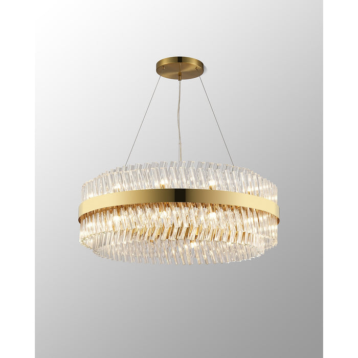 Nelson Lighting NL9502BR/CL9 Kaffer 24 Light Round Pendant Brass Clear