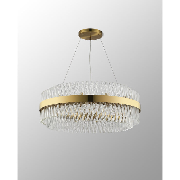 Nelson Lighting NL9502BR/CL9 Kaffer 24 Light Round Pendant Brass Clear