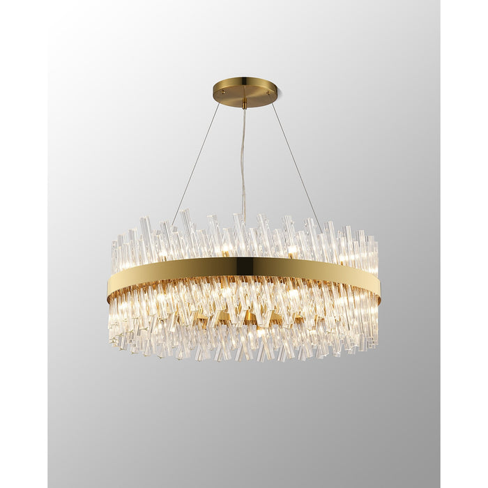 Nelson Lighting NL9502BR/CL9 Kaffer 24 Light Round Pendant Brass Clear