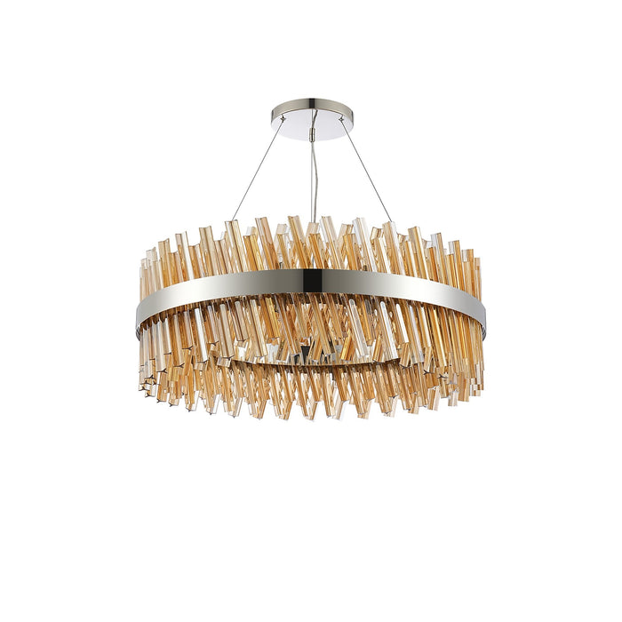 Nelson Lighting NL9502PN/AM9 Kaffer 24 Light Round Pendant Polished Nickel Amber