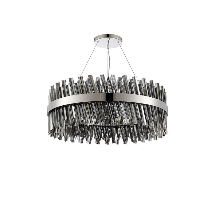 Nelson Lighting NL9502PN/SM9 Kaffer 24 Light Round Pendant Polished Nickel Smoke