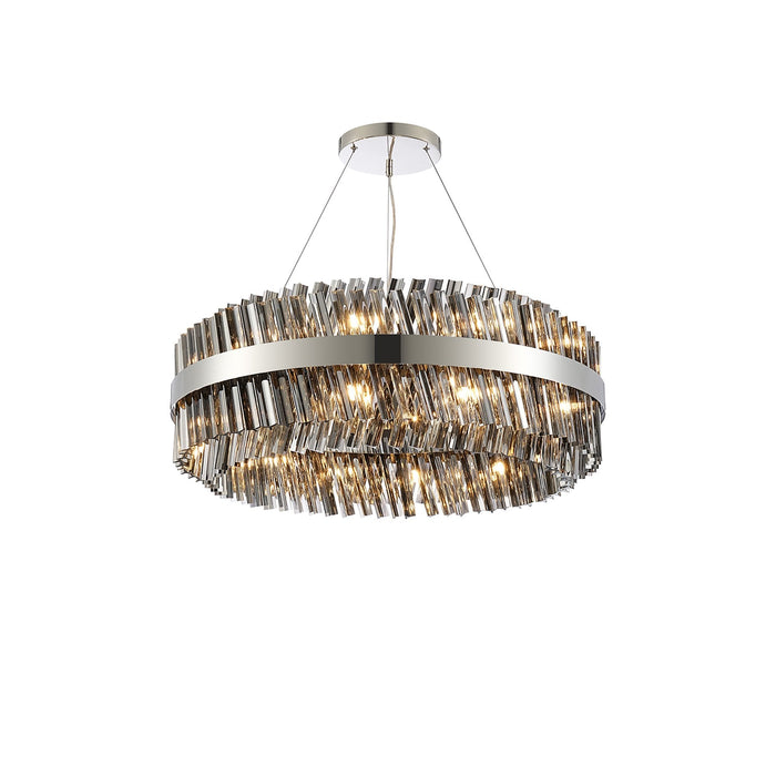 Nelson Lighting NL9502PN/SM9 Kaffer 24 Light Round Pendant Polished Nickel Smoke