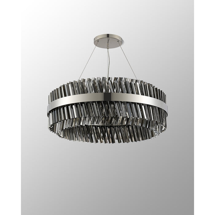 Nelson Lighting NL9502PN/SM9 Kaffer 24 Light Round Pendant Polished Nickel Smoke