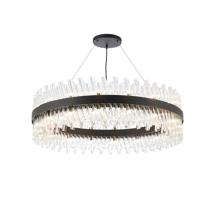 Nelson Lighting NL9504BL/CL9 Kaffer 32 Light Round Pendant Satin Black Clear