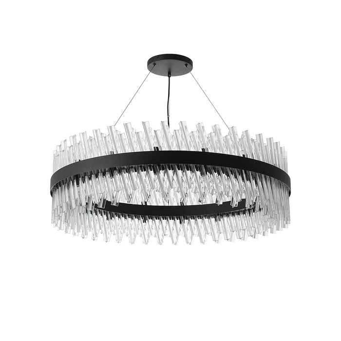 Nelson Lighting NL9504BL/CL9 Kaffer 32 Light Round Pendant Satin Black Clear