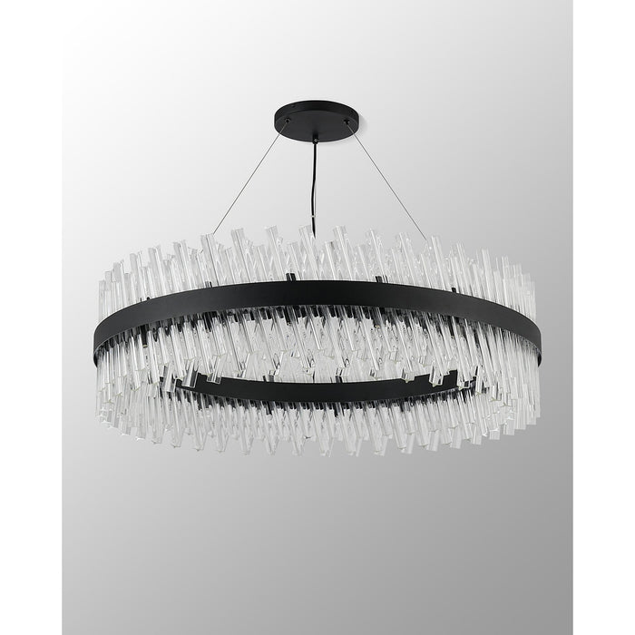 Nelson Lighting NL9504BL/CL9 Kaffer 32 Light Round Pendant Satin Black Clear