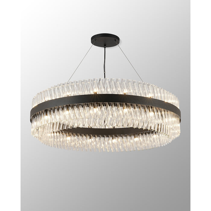 Nelson Lighting NL9504BL/CL9 Kaffer 32 Light Round Pendant Satin Black Clear