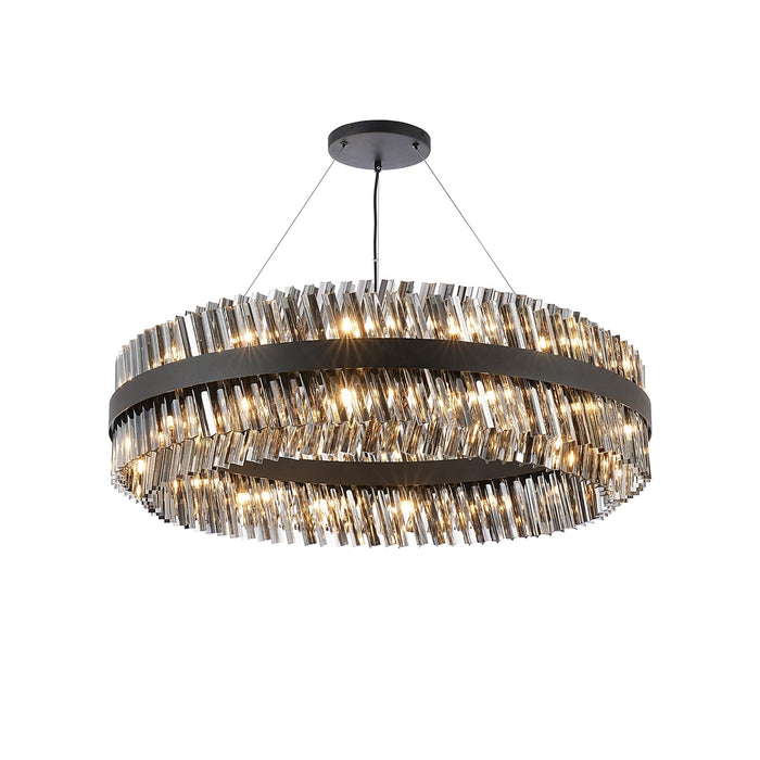 Nelson Lighting NL9504BL/SM9 Kaffer 32 Light Round Pendant Satin Black Smoke