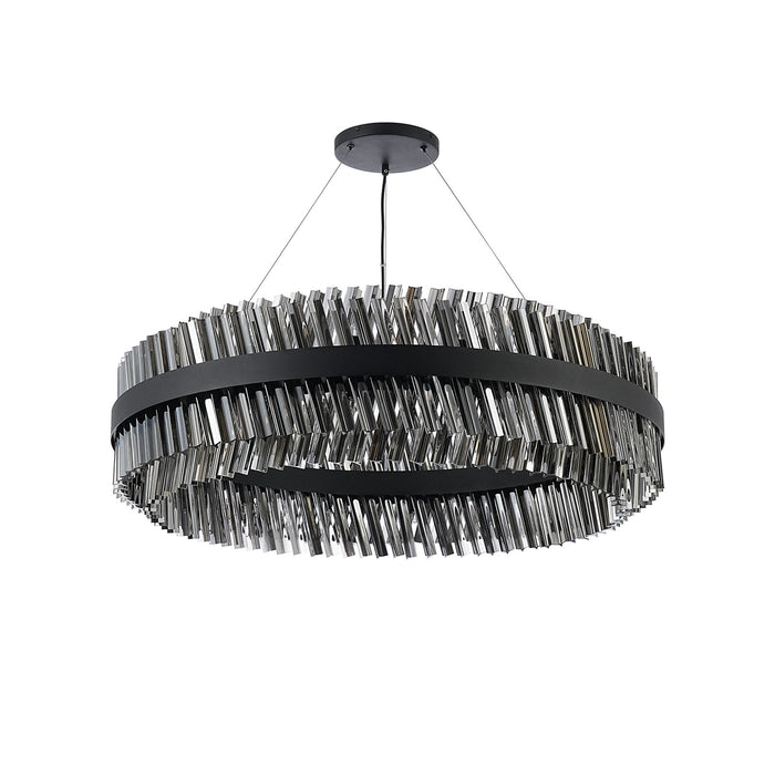 Nelson Lighting NL9504BL/SM9 Kaffer 32 Light Round Pendant Satin Black Smoke