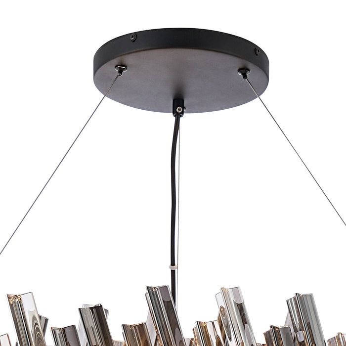 Nelson Lighting NL9504BL/SM9 Kaffer 32 Light Round Pendant Satin Black Smoke