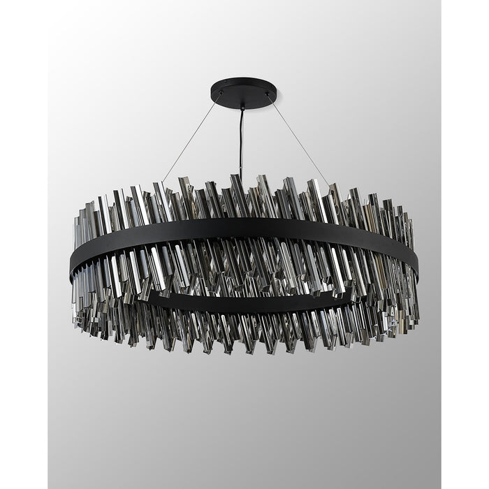 Nelson Lighting NL9504BL/SM9 Kaffer 32 Light Round Pendant Satin Black Smoke