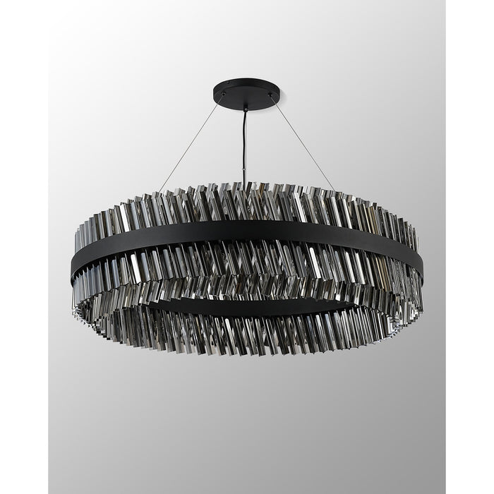 Nelson Lighting NL9504BL/SM9 Kaffer 32 Light Round Pendant Satin Black Smoke