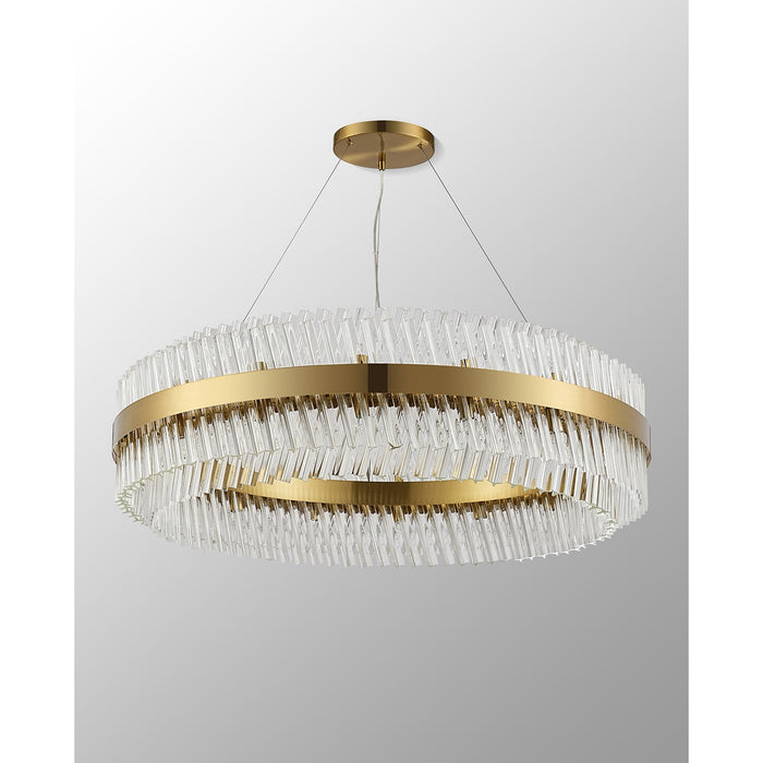 Nelson Lighting NL9504BR/CL9 Kaffer 32 Light Round Pendant Brass Clear