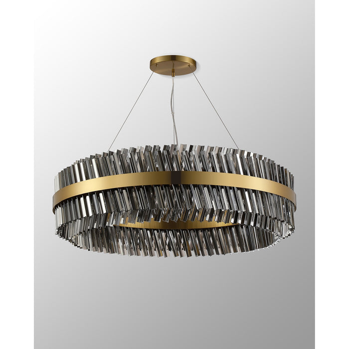 Nelson Lighting NL9504BR/SM9 Kaffer 32 Light Round Pendant Brass Smoke