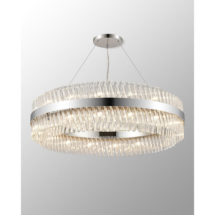 Nelson Lighting NL9504PN/CL9 Kaffer 32 Light Round Pendant Polished Nickel Clear