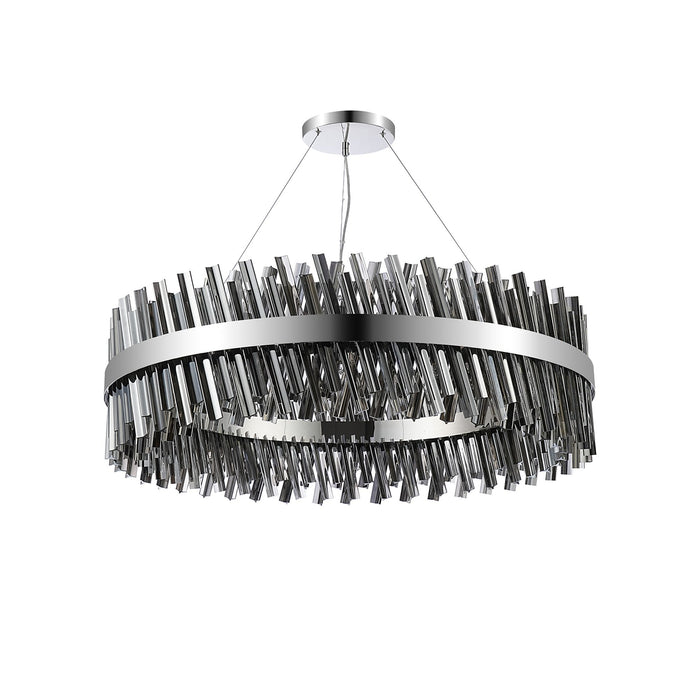 Nelson Lighting NL9504PN/SM9 Kaffer 32 Light Round Pendant Polished Nickel Smoke