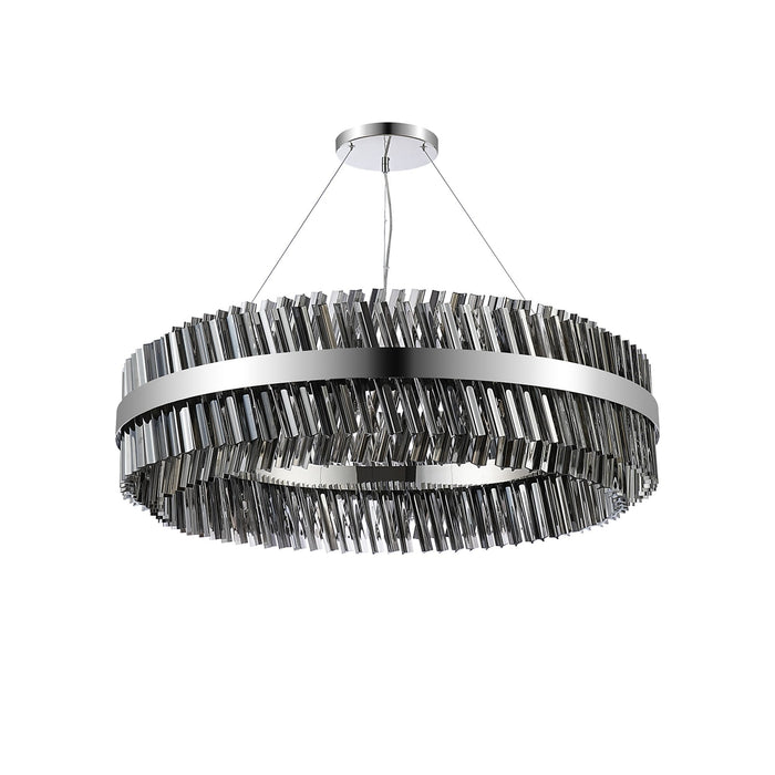 Nelson Lighting NL9504PN/SM9 Kaffer 32 Light Round Pendant Polished Nickel Smoke