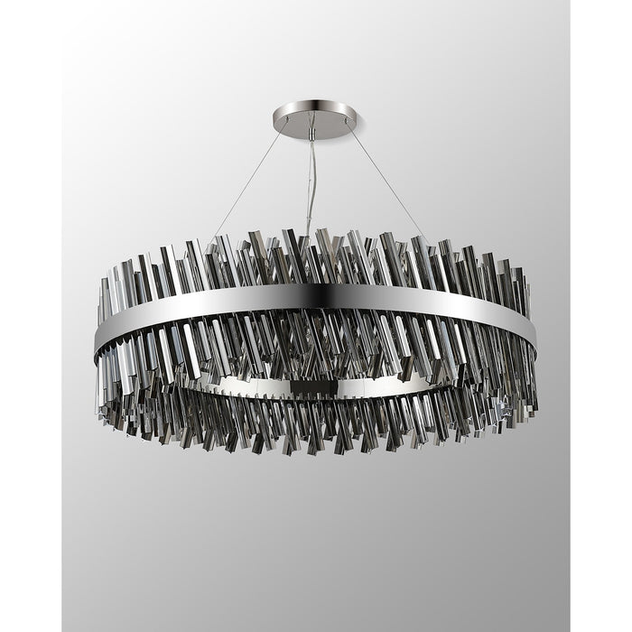 Nelson Lighting NL9504PN/SM9 Kaffer 32 Light Round Pendant Polished Nickel Smoke