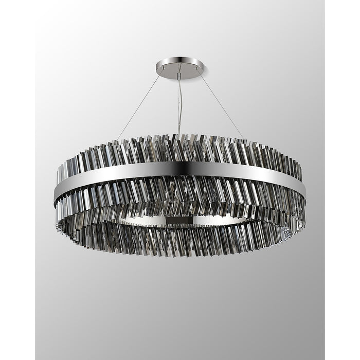 Nelson Lighting NL9504PN/SM9 Kaffer 32 Light Round Pendant Polished Nickel Smoke