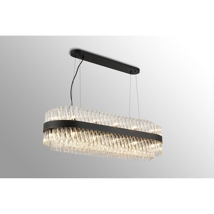 Nelson Lighting NL9506BL/CL9 Kaffer 24 Light Oblong Pendant Satin Black Clear